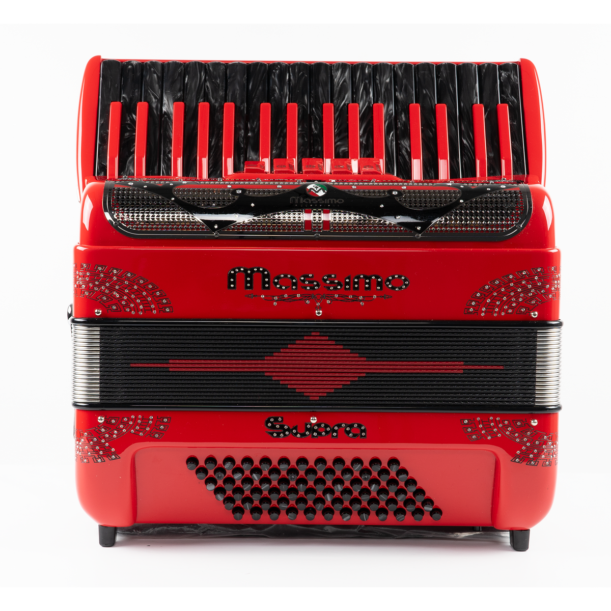 Piano Accordion / Red (Black Details) – Massimo Accordions