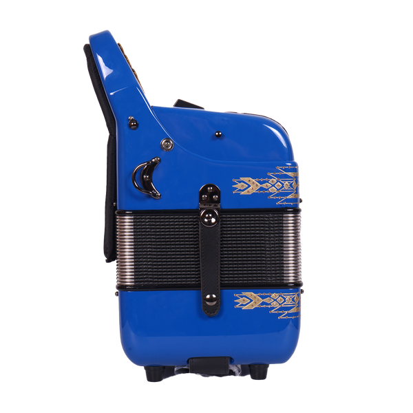 Massimo Eleganza Blue with gold details (black grill + gold buttons) F/G tonality 6 switch