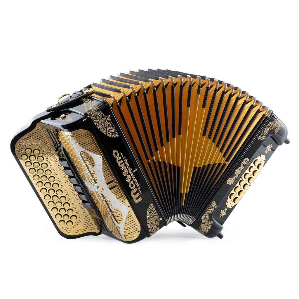 Massimo Supra 6 Switches Black (Gold details) F/E – Massimo Accordions Massimo Supra 6 Switches Black (Gold details) F/E – Massimo Accordions