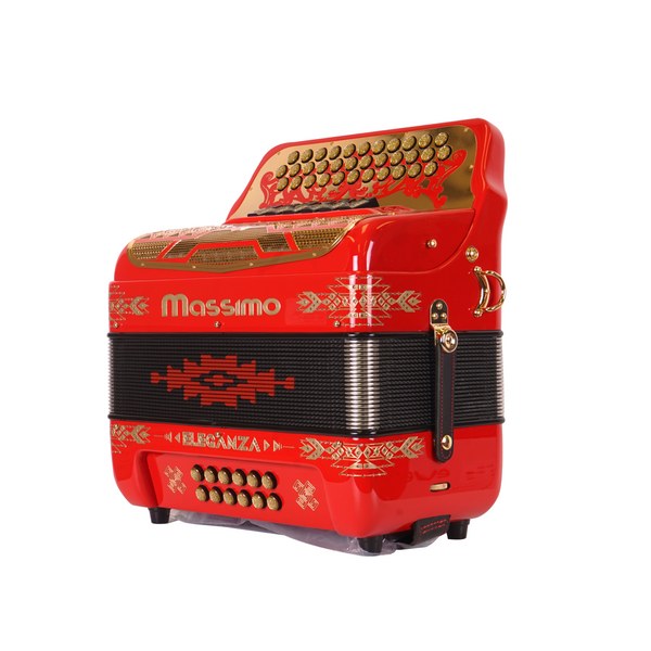 Massimo Eleganza Red with gold details (gold grill + gold buttons) F/G tonality 6 switch