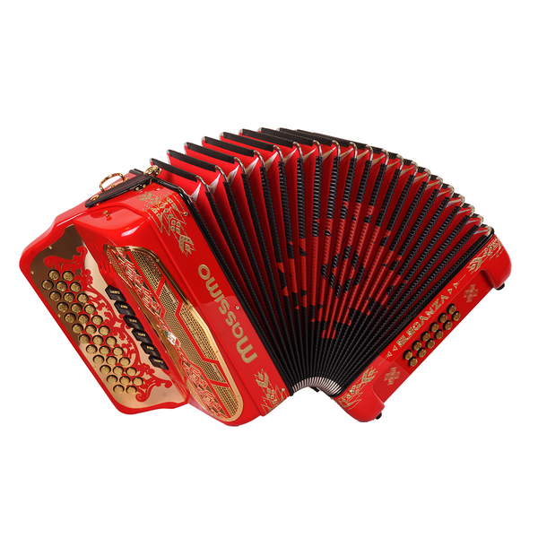 Massimo Eleganza Red with gold details (gold grill + gold buttons) F/G tonality 6 switch