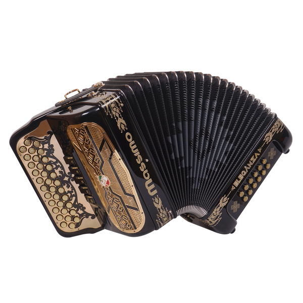 Massimo Eleganza Ultra Compact Black with gold details (gold grill + gold buttons) FBE tonality 5 switch