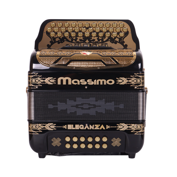 Massimo Eleganza Ultra Compact Black with gold details (gold grill + gold buttons) FBE tonality 5 switch