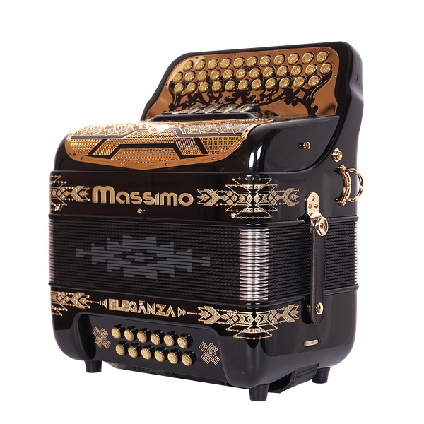 Massimo Eleganza Ultra Compact Black with gold details (gold grill + gold buttons) FBE tonality 5 switch