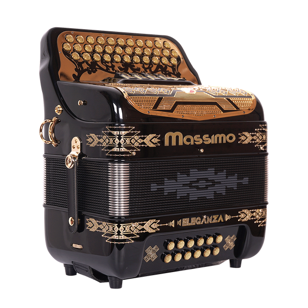 Massimo Eleganza Ultra Compact Black with gold details (gold grill + gold buttons) FBE tonality 5 switch