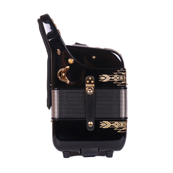 Massimo Eleganza Ultra Compact Black with gold details (gold grill + gold buttons) FBE tonality 5 switch