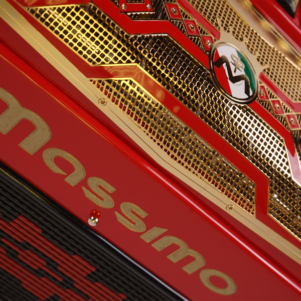 Massimo Eleganza Red with gold details (gold grill + gold buttons) F/G tonality 6 switch