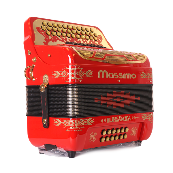 Massimo Eleganza Red with gold details (gold grill + gold buttons) F/G tonality 6 switch