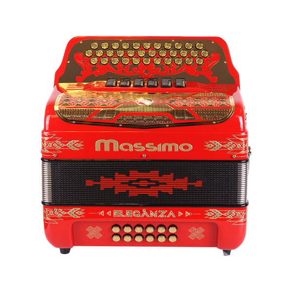 Massimo Eleganza Red with gold details (gold grill + gold buttons) F/G tonality 6 switch