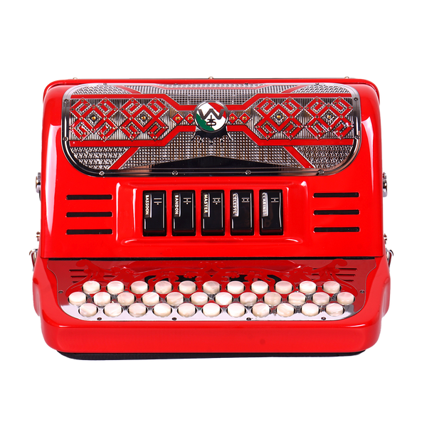 Massimo Eleganza Ultra Compact Red with gold details (silver grill + white buttons) FBE tonality 5 switch