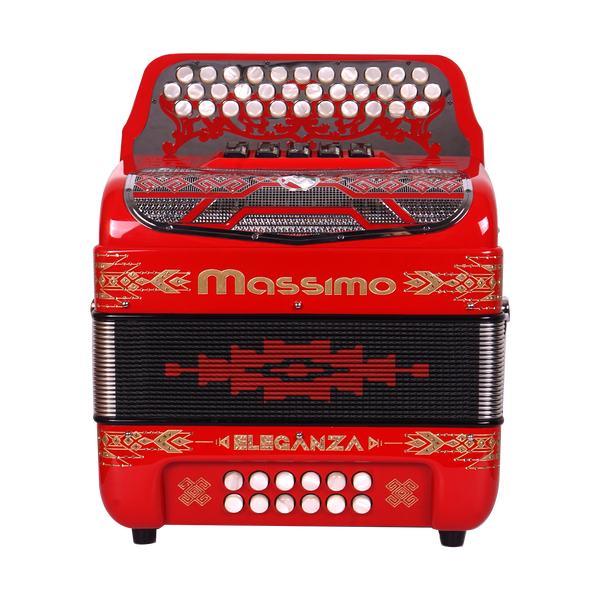 Massimo Eleganza Ultra Compact Red with gold details (silver grill + white buttons) FBE tonality 5 switch