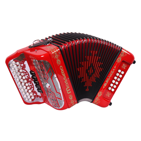 Massimo Eleganza Ultra Compact Red with gold details (silver grill + white buttons) FBE tonality 5 switch