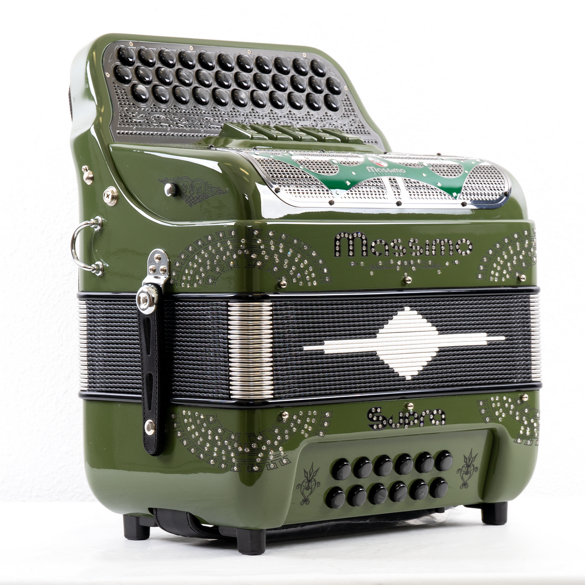 Massimo Ultra Compact 5 Switches Olive / E Tone – Massimo Accordions