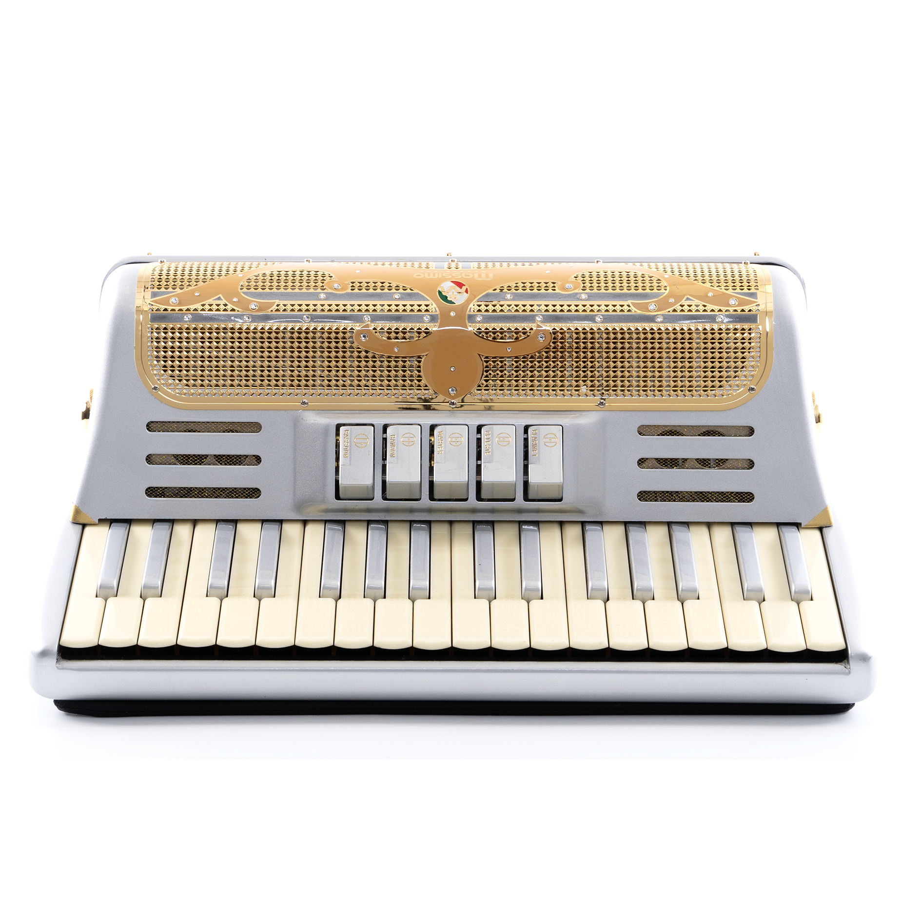 Piano Accordion / Silver (Gold details) – Massimo Accordions