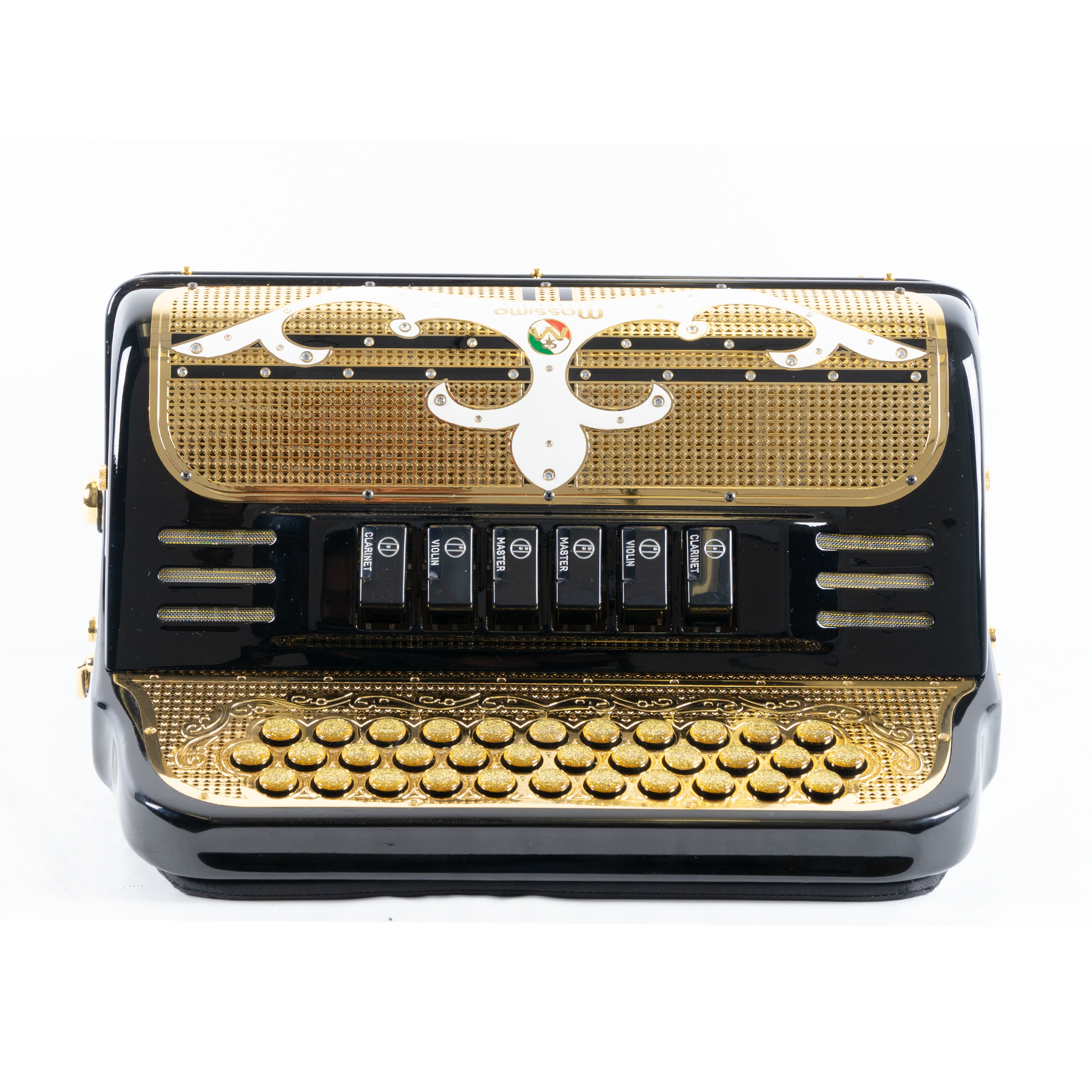 Massimo Supra 6 Switches Black (Gold details) F/E – Massimo Accordions