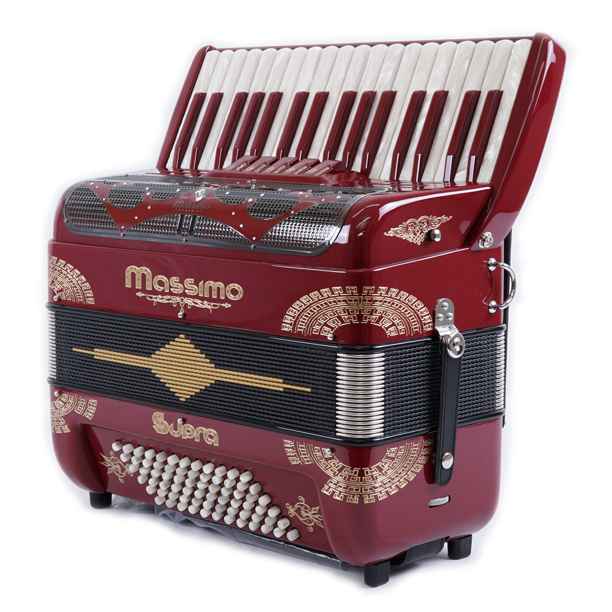 Piano Accordion / Wine (Gold details) – Massimo Accordions