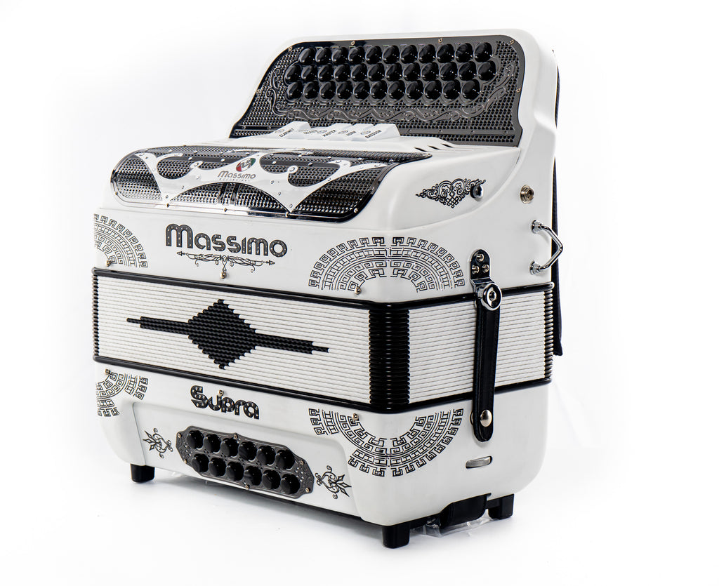 Massimo Supra Matte White Color (Black details) – Massimo Accordions